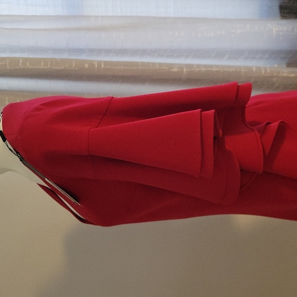 Halston Heritage V-Neck Flounce Sleeve Mini Dress - Picture 5 of 9